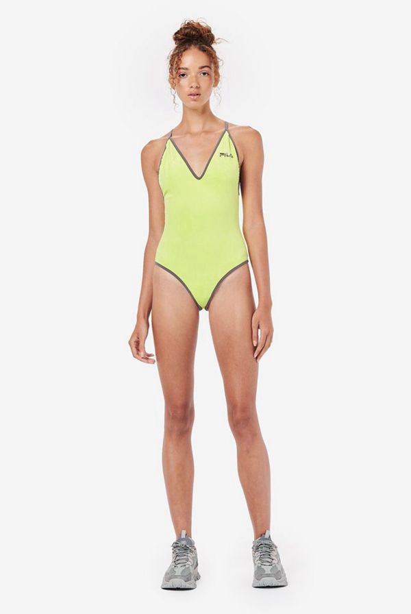 Fila Eesha High Leg Women's Bodysuits - Light Green/Black,NZ 671-92648